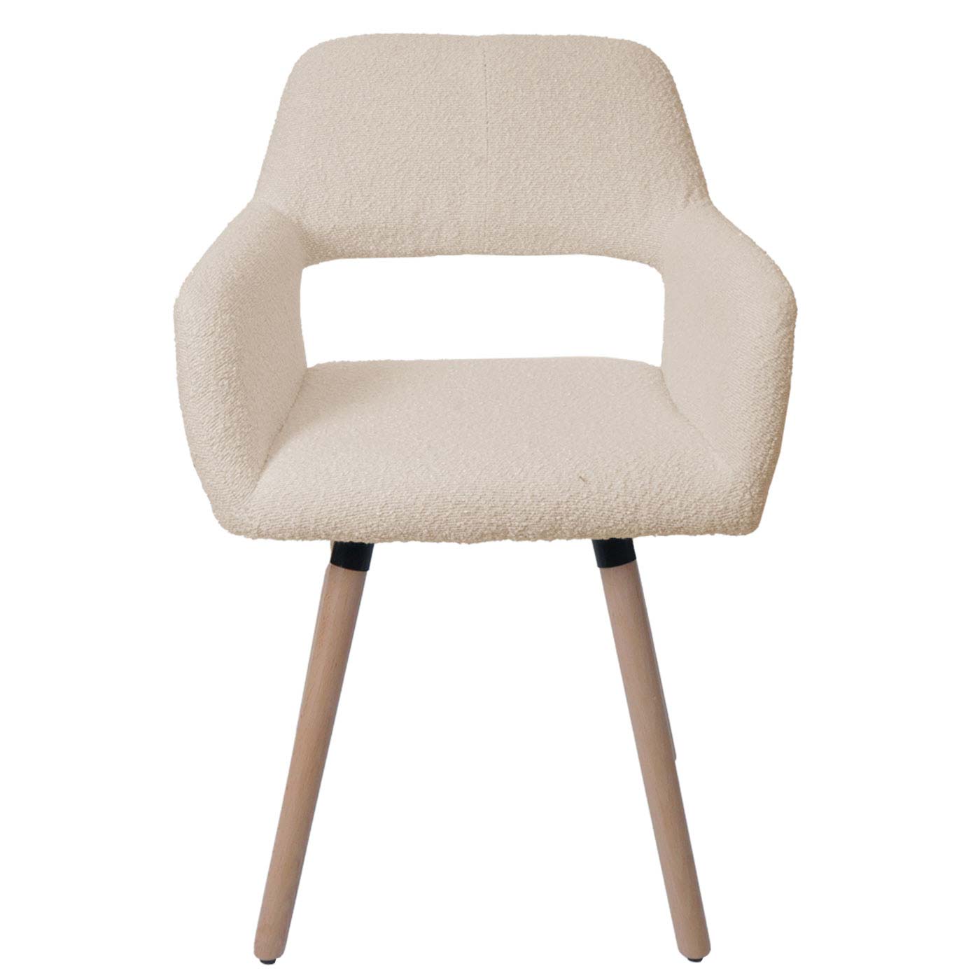 Cosmo Casa - Eetkamerstoel - Keukenstoel - Gestoffeerde Stoel - Hout - Stoftextiel Bouclé - 450gm - FSC - Beige