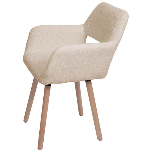Cosmo Casa - Eetkamerstoel - Keukenstoel - Gestoffeerde Stoel - Hout - Stoftextiel Bouclé - 450gm - FSC - Beige