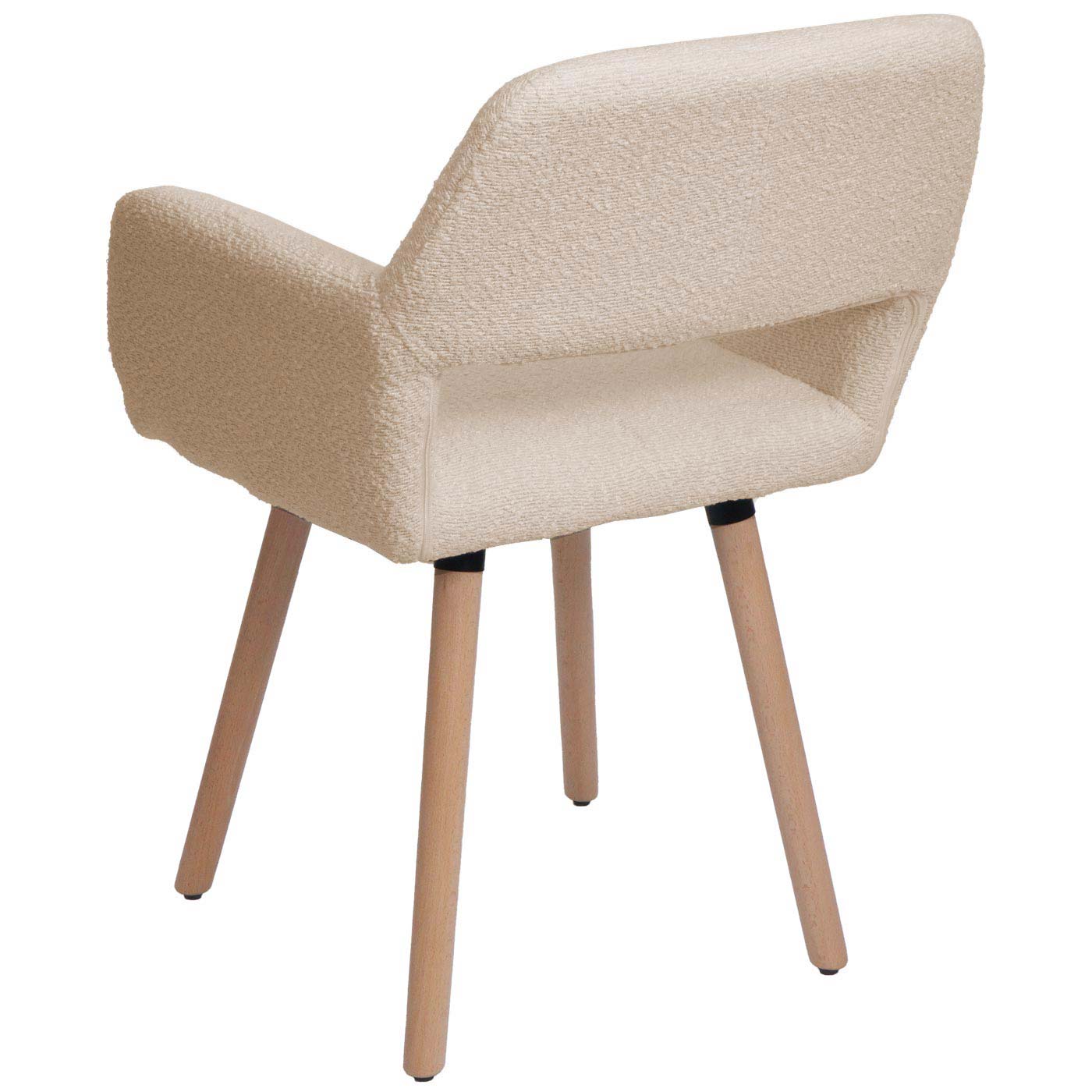 Cosmo Casa - Eetkamerstoel - Keukenstoel - Gestoffeerde Stoel - Hout - Stoftextiel Bouclé - 450gm - FSC - Beige