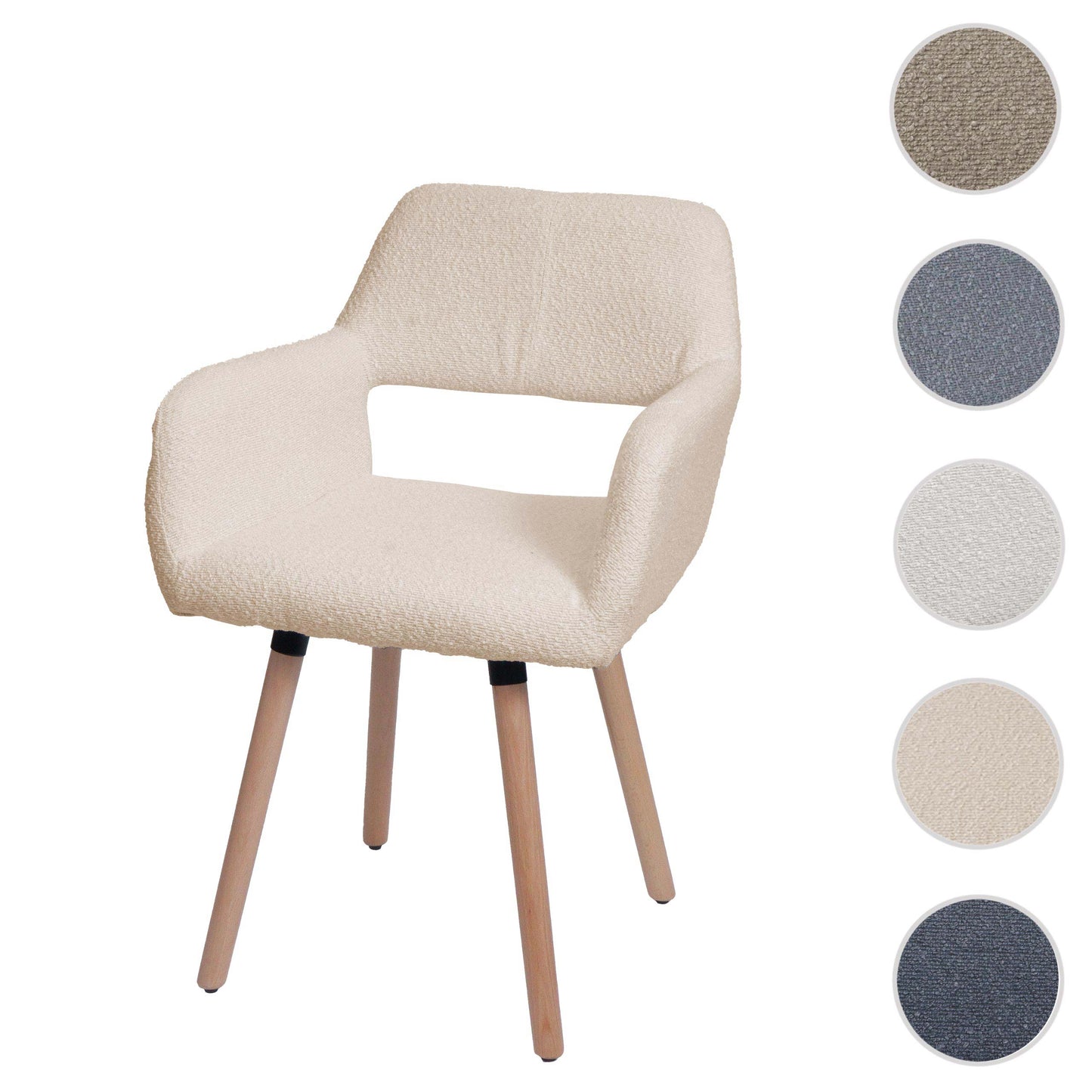 Cosmo Casa - Eetkamerstoel - Keukenstoel - Gestoffeerde Stoel - Hout - Stoftextiel Bouclé - 450gm - FSC - Beige