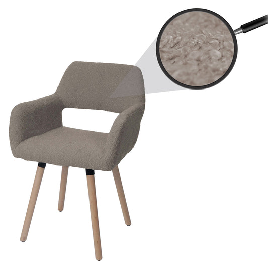 Cosmo Casa - Eetkamerstoel - Keukenstoel - Gestoffeerde Stoel - Hout - Stoftextiel Bouclé - 450gm - FSC - Taupe