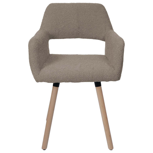 Cosmo Casa - Eetkamerstoel - Keukenstoel - Gestoffeerde Stoel - Hout - Stoftextiel Bouclé - 450gm - FSC - Taupe