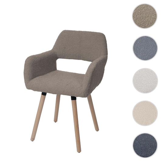 Cosmo Casa - Eetkamerstoel - Keukenstoel - Gestoffeerde Stoel - Hout - Stoftextiel Bouclé - 450gm - FSC - Taupe