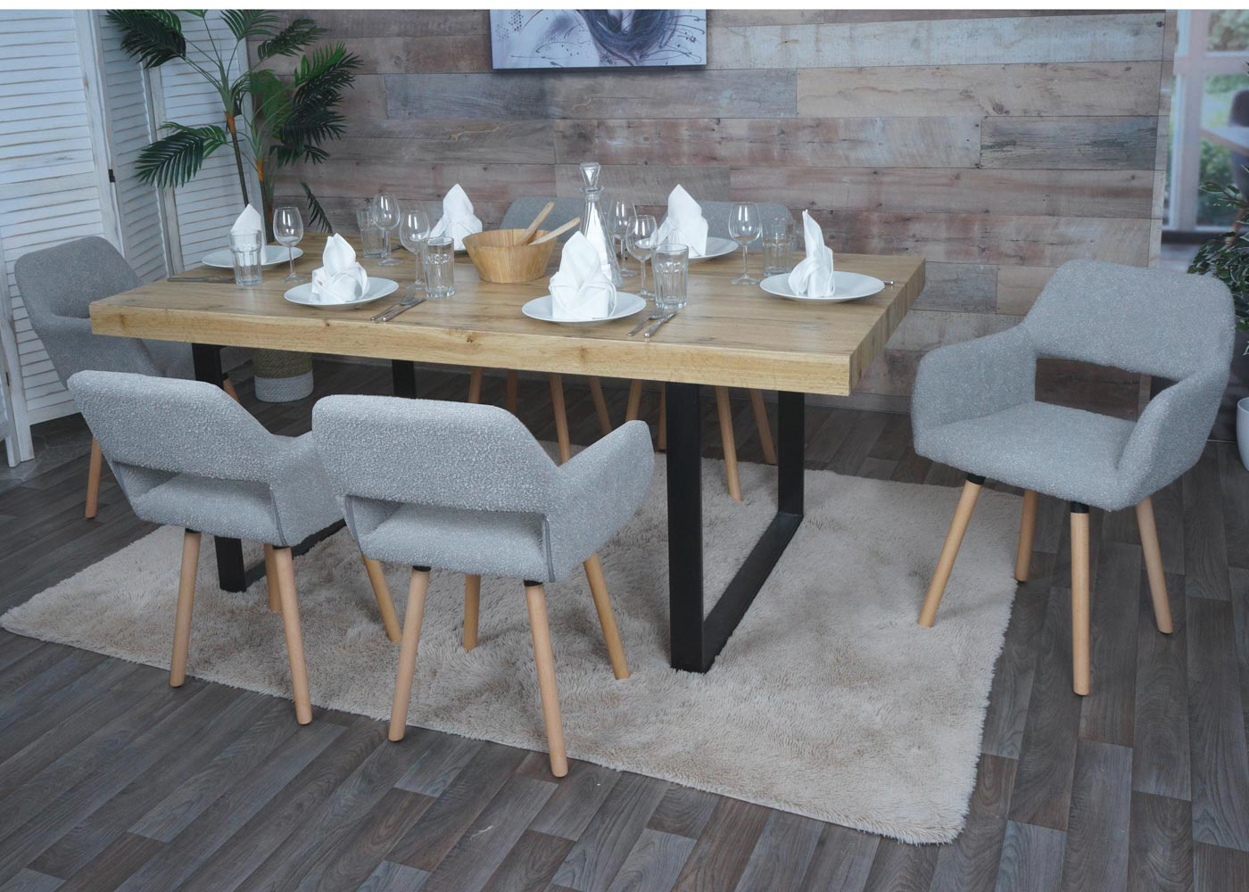 Cosmo Casa - Eetkamerstoel - Keukenstoel - Gestoffeerde Stoel - Hout - Stoftextiel Bouclé - 450gm - FSC - Grijs