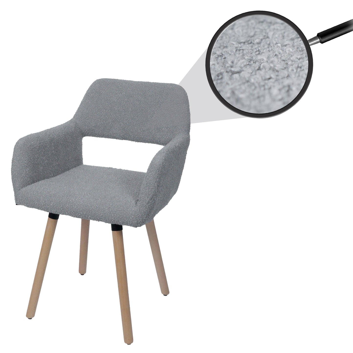 Cosmo Casa - Eetkamerstoel - Keukenstoel - Gestoffeerde Stoel - Hout - Stoftextiel Bouclé - 450gm - FSC - Grijs