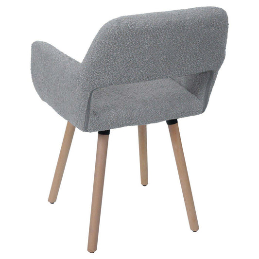 Cosmo Casa - Eetkamerstoel - Keukenstoel - Gestoffeerde Stoel - Hout - Stoftextiel Bouclé - 450gm - FSC - Grijs