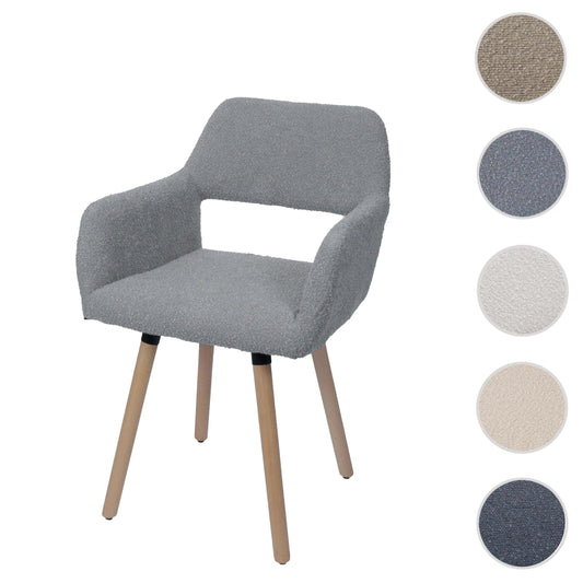 Cosmo Casa - Eetkamerstoel - Keukenstoel - Gestoffeerde Stoel - Hout - Stoftextiel Bouclé - 450gm - FSC - Grijs