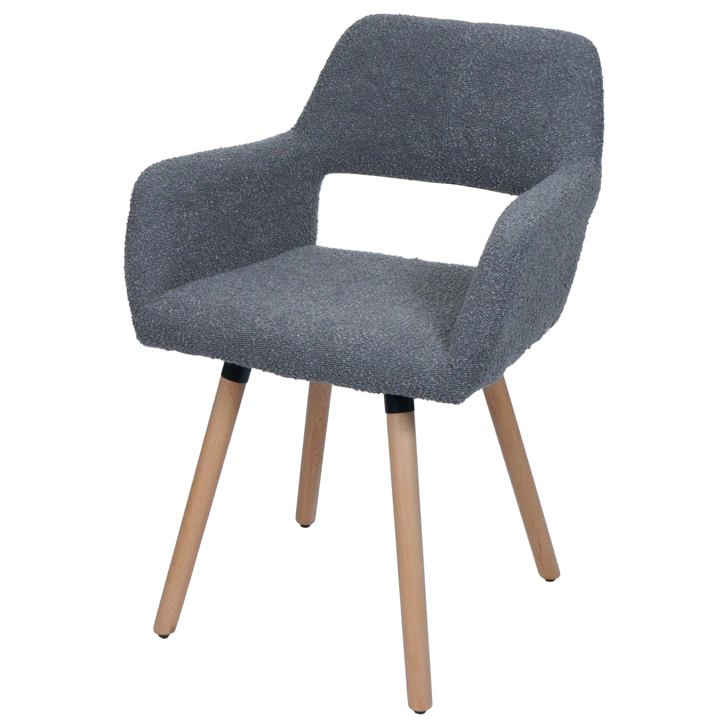 Cosmo Casa - Eetkamerstoel - Keukenstoel - Gestoffeerde Stoel - Hout - Stoftextiel Bouclé - 450gm - FSC - Donkergrijs