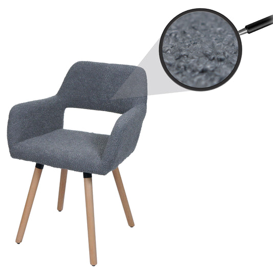 Cosmo Casa - Eetkamerstoel - Keukenstoel - Gestoffeerde Stoel - Hout - Stoftextiel Bouclé - 450gm - FSC - Donkergrijs