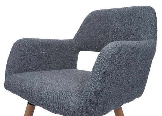 Cosmo Casa - Eetkamerstoel - Keukenstoel - Gestoffeerde Stoel - Hout - Stoftextiel Bouclé - 450gm - FSC - Donkergrijs