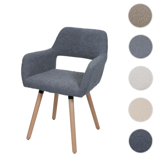 Cosmo Casa - Eetkamerstoel - Keukenstoel - Gestoffeerde Stoel - Hout - Stoftextiel Bouclé - 450gm - FSC - Donkergrijs