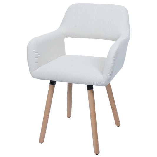 Cosmo Casa - Eetkamerstoel - Keukenstoel - Gestoffeerde Stoel - Hout - Stoftextielkoord - 400gm - FSC - Crème Wit