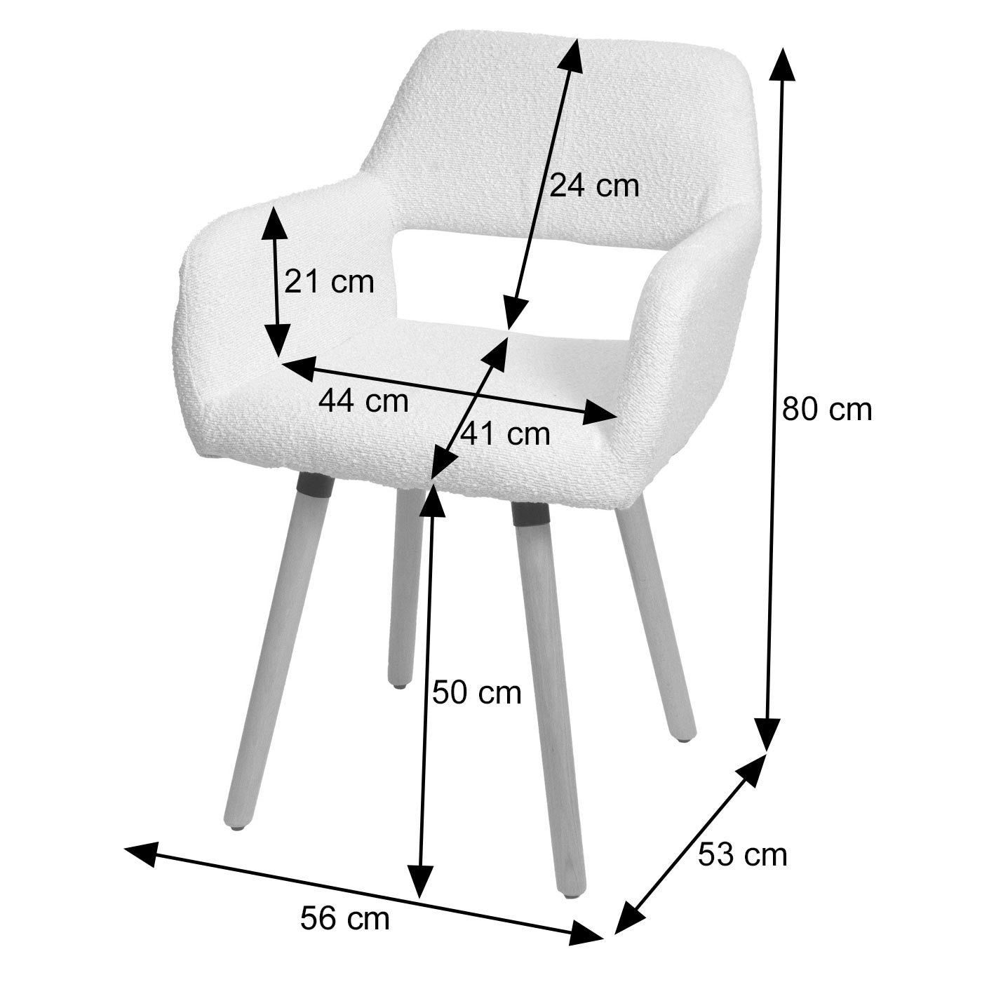 Cosmo Casa - Eetkamerstoel - Keukenstoel - Gestoffeerde Stoel - Hout - Stoftextielkoord - 400gm - FSC - Crème Wit