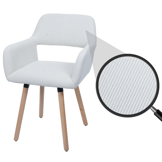 Cosmo Casa - Eetkamerstoel - Keukenstoel - Gestoffeerde Stoel - Hout - Stoftextielkoord - 400gm - FSC - Crème Wit