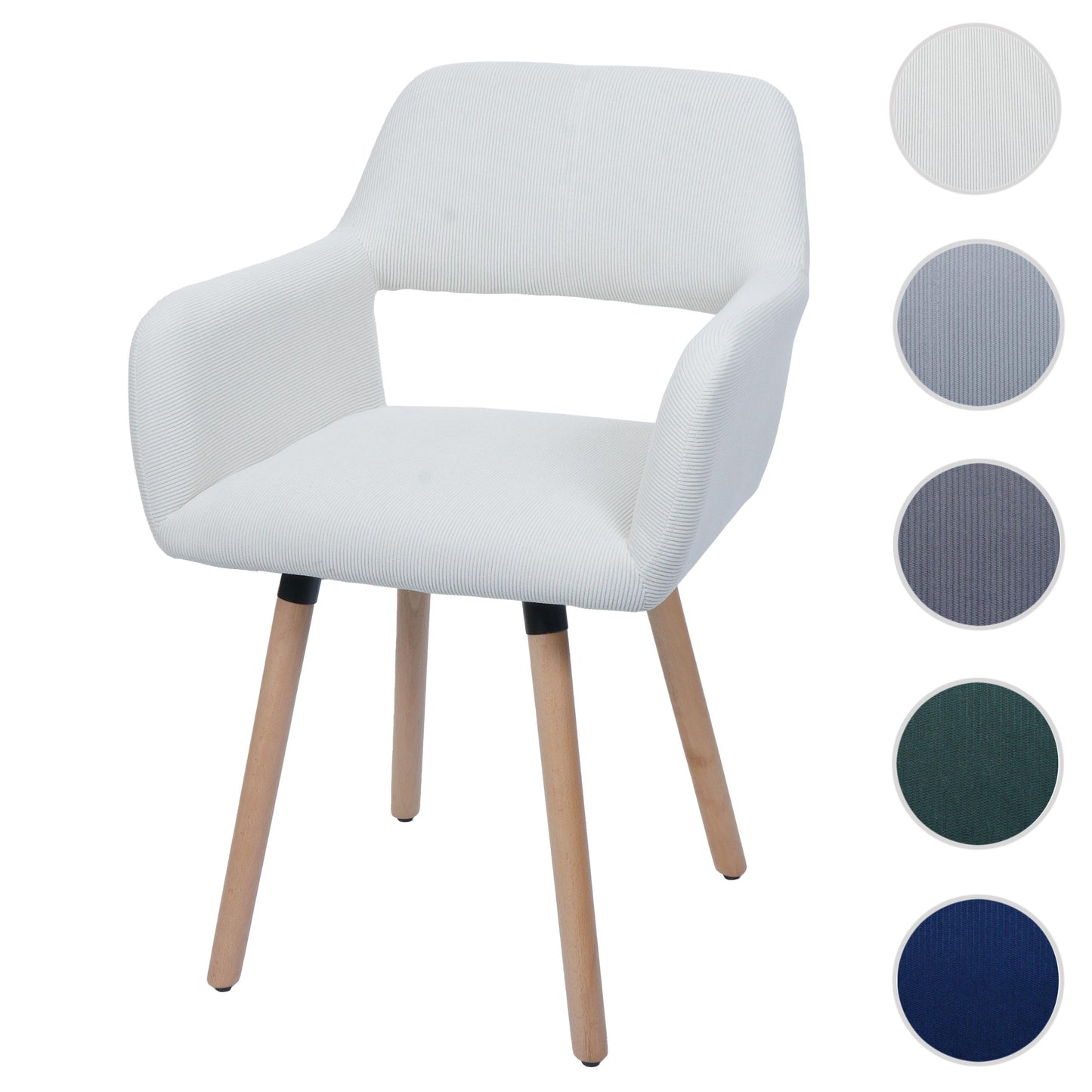 Cosmo Casa - Eetkamerstoel - Keukenstoel - Gestoffeerde Stoel - Hout - Stoftextielkoord - 400gm - FSC - Crème Wit