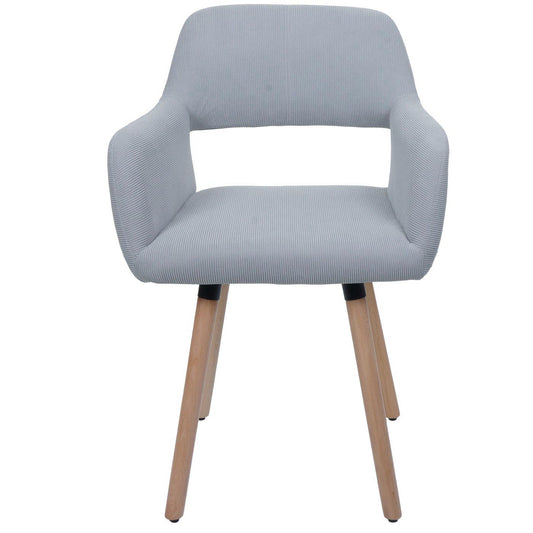 Cosmo Casa - Eetkamerstoel - Keukenstoel - Gestoffeerde Stoel - Hout - Stoftextielkoord - 400gm - FSC - Lichtgrijs