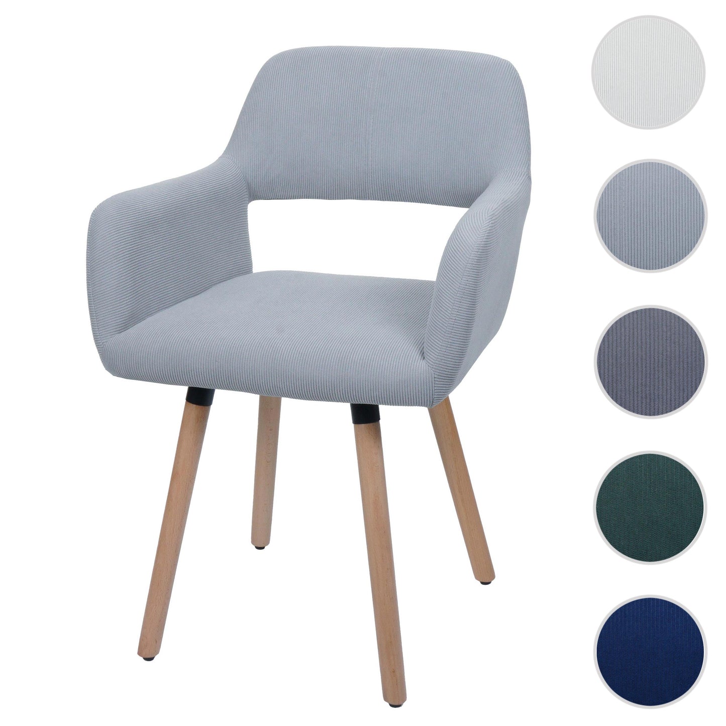 Cosmo Casa - Eetkamerstoel - Keukenstoel - Gestoffeerde Stoel - Hout - Stoftextielkoord - 400gm - FSC - Lichtgrijs