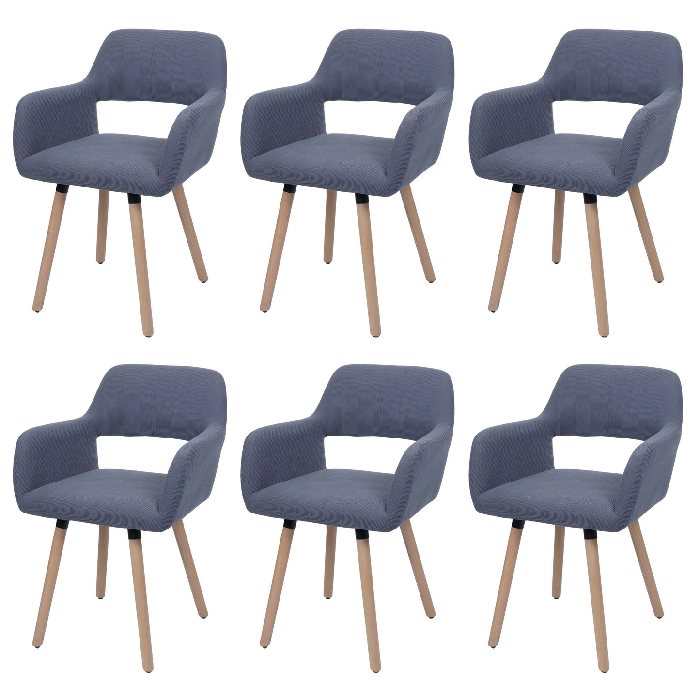 Cosmo Casa - Set van 6 Eetkamerstoelen - Keukenstoel - Gestoffeerde Stoel - Hout - Stoftextielkoord - 400gm - FSC - Donkergrijs