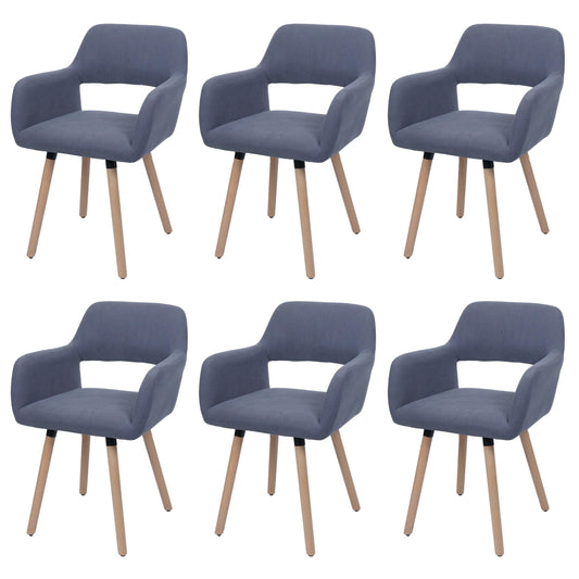 Cosmo Casa - Set van 6 Eetkamerstoelen - Keukenstoel - Gestoffeerde Stoel - Hout - Stoftextielkoord - 400gm - FSC - Donkergrijs