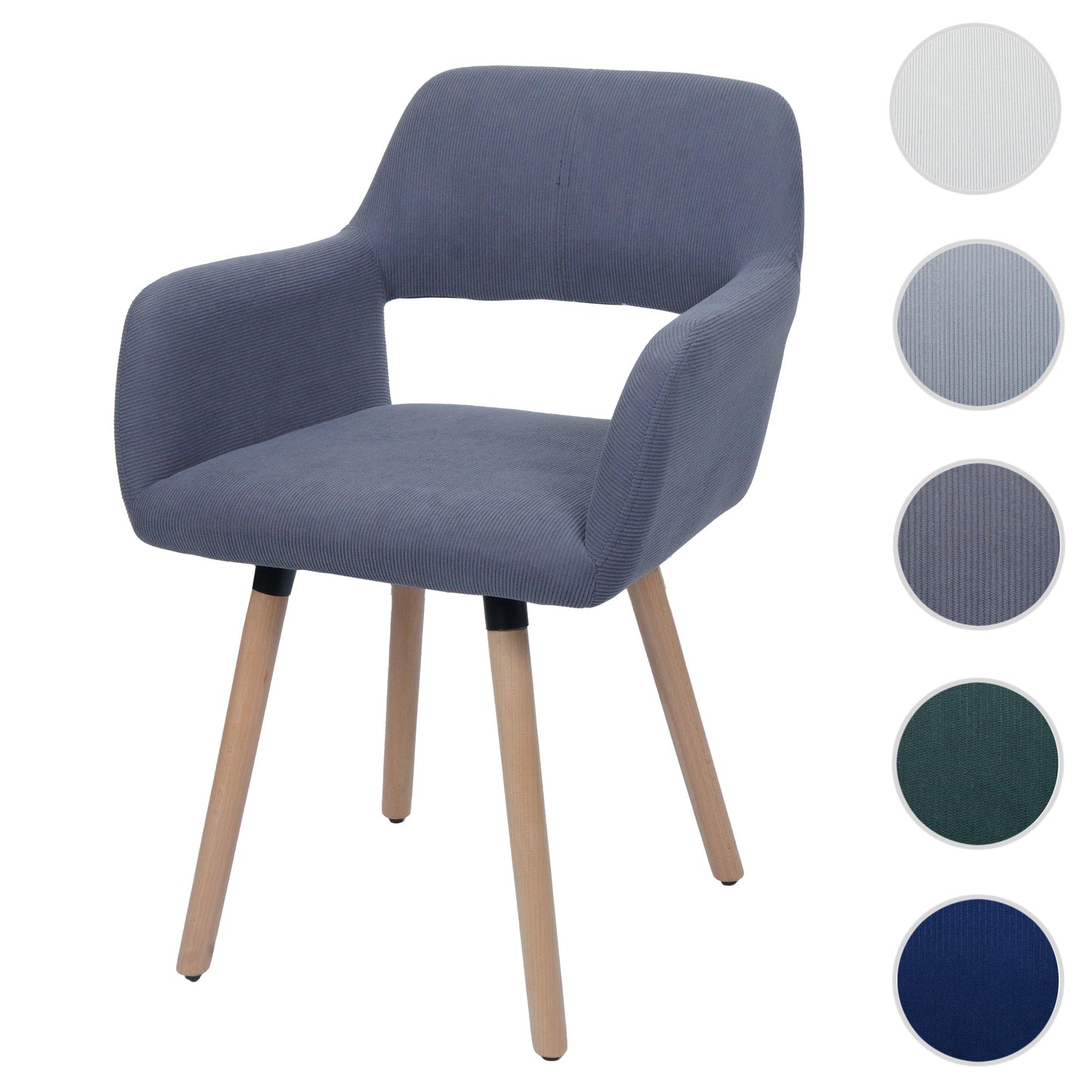 Cosmo Casa - Eetkamerstoel - Keukenstoel - Gestoffeerde Stoel - Hout - Stoftextielkoord - 400gm - FSC - Donkergrijs