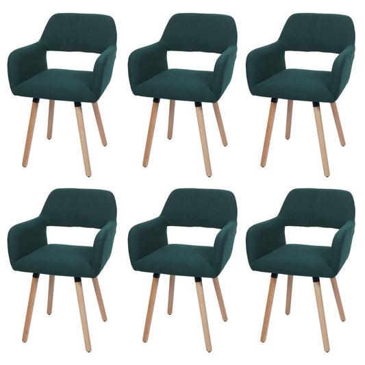 Cosmo Casa - Set van 6 Eetkamerstoelen - Keukenstoel - Gestoffeerde Stoel - Hout - Stoftextielkoord - 400gm - FSC - Groen