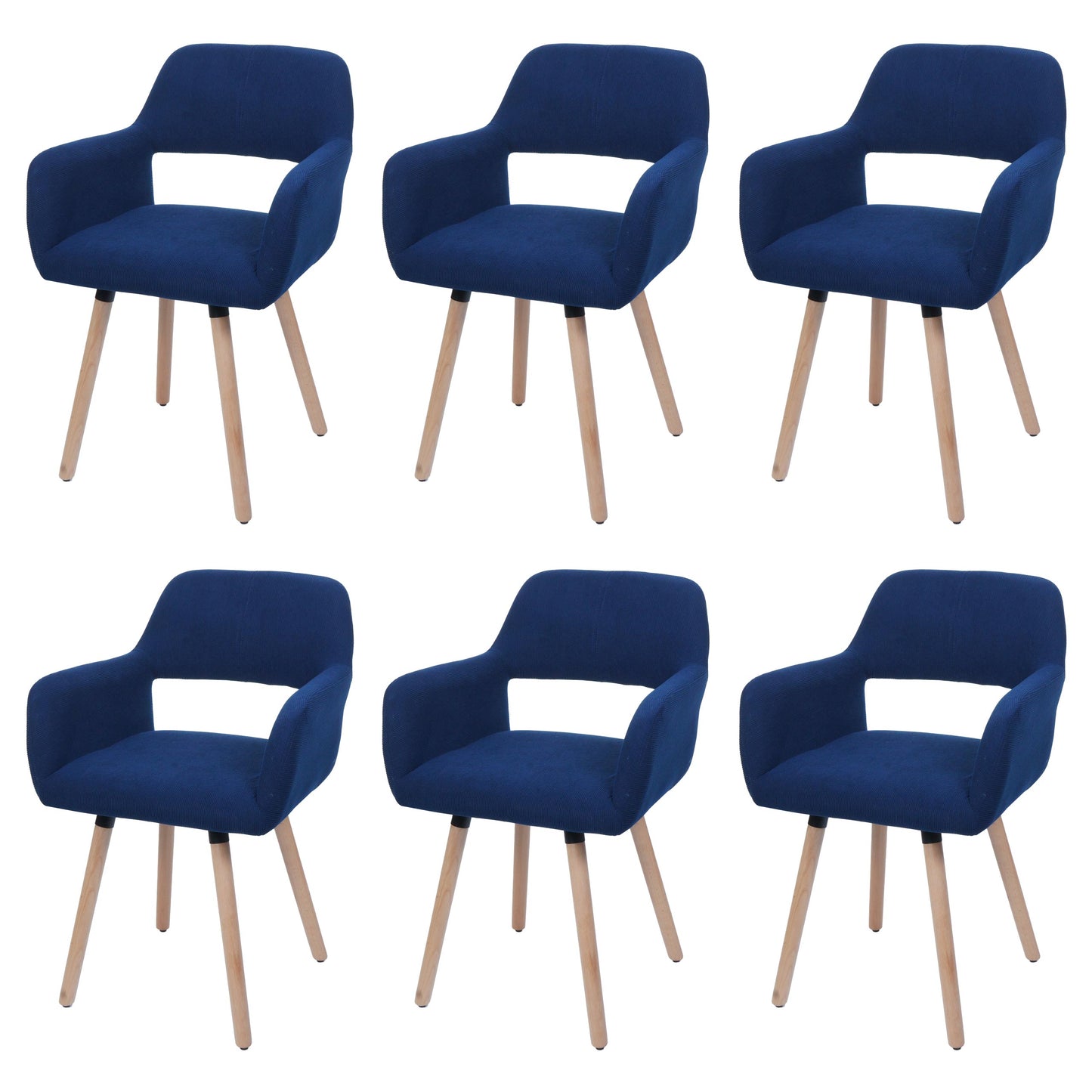 Cosmo Casa - Set van 6 Eetkamerstoelen - Keukenstoel - Gestoffeerde Stoel - Hout - Stoftextielkoord - 400gm - FSC - Blauw