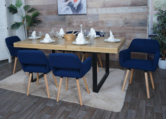 Cosmo Casa - Eetkamerstoel - Keukenstoel - Gestoffeerde Stoel - Hout - Stoftextielkoord - 400gm - FSC - Blauw