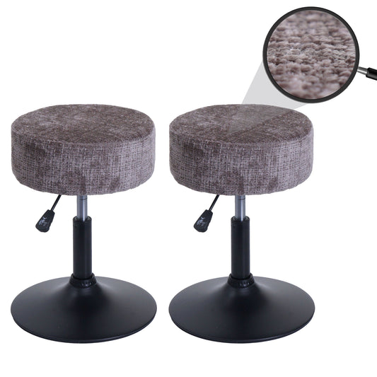 Cosmo Casa - Set van 2 Krukken - In Hoogte Verstelbaar & Draaibaar - Chenille Stof - Bruin