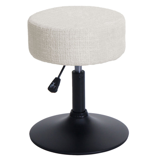 Cosmo Casa - Set van 2 Krukken - In Hoogte Verstelbaar & Draaibaar - Chenille Stof - Crèmewit