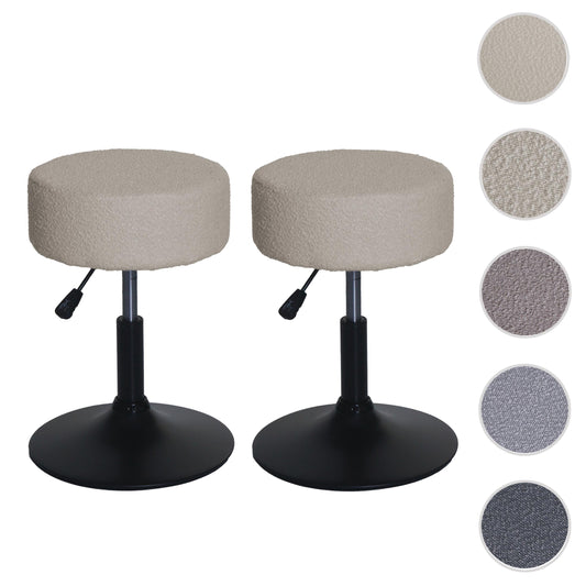Cosmo Casa - Set van 2 Krukken - Make-up Kruk - In Hoogte Verstelbaar & Draaibaar - Boucle Stof - Beige