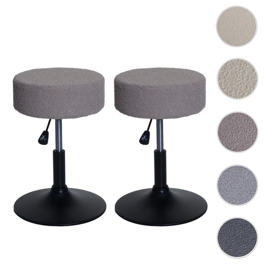 Cosmo Casa - Set van 2 Krukken - Make-up Kruk - In Hoogte Verstelbaar & Draaibaar - Boucle Stof - Taupe
