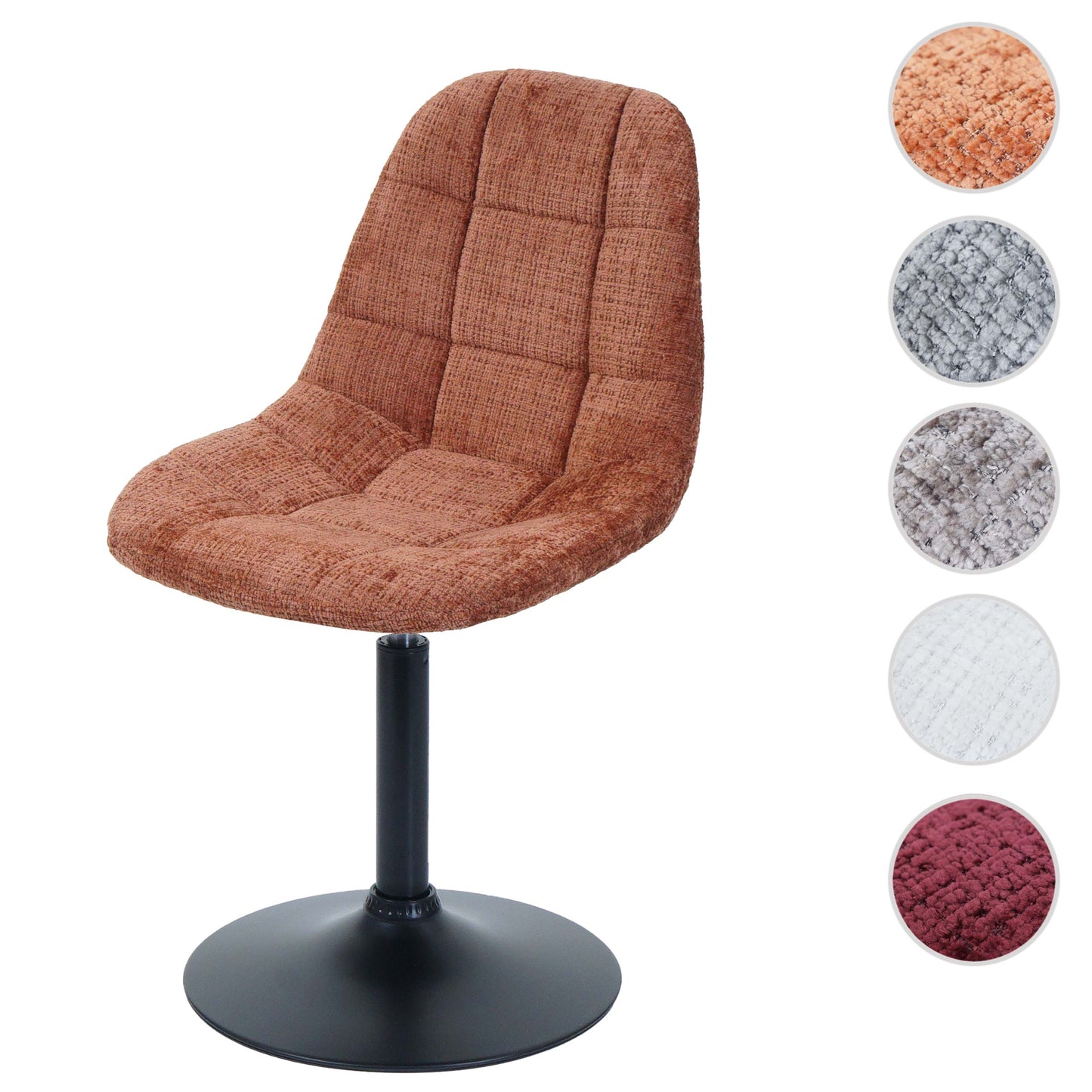 Cosmo Casa - Eetkamerstoel - Keukenstoel - Draaistoel - Staal - Stoftextiel Chenille - 465gm - FSC - Terracotta