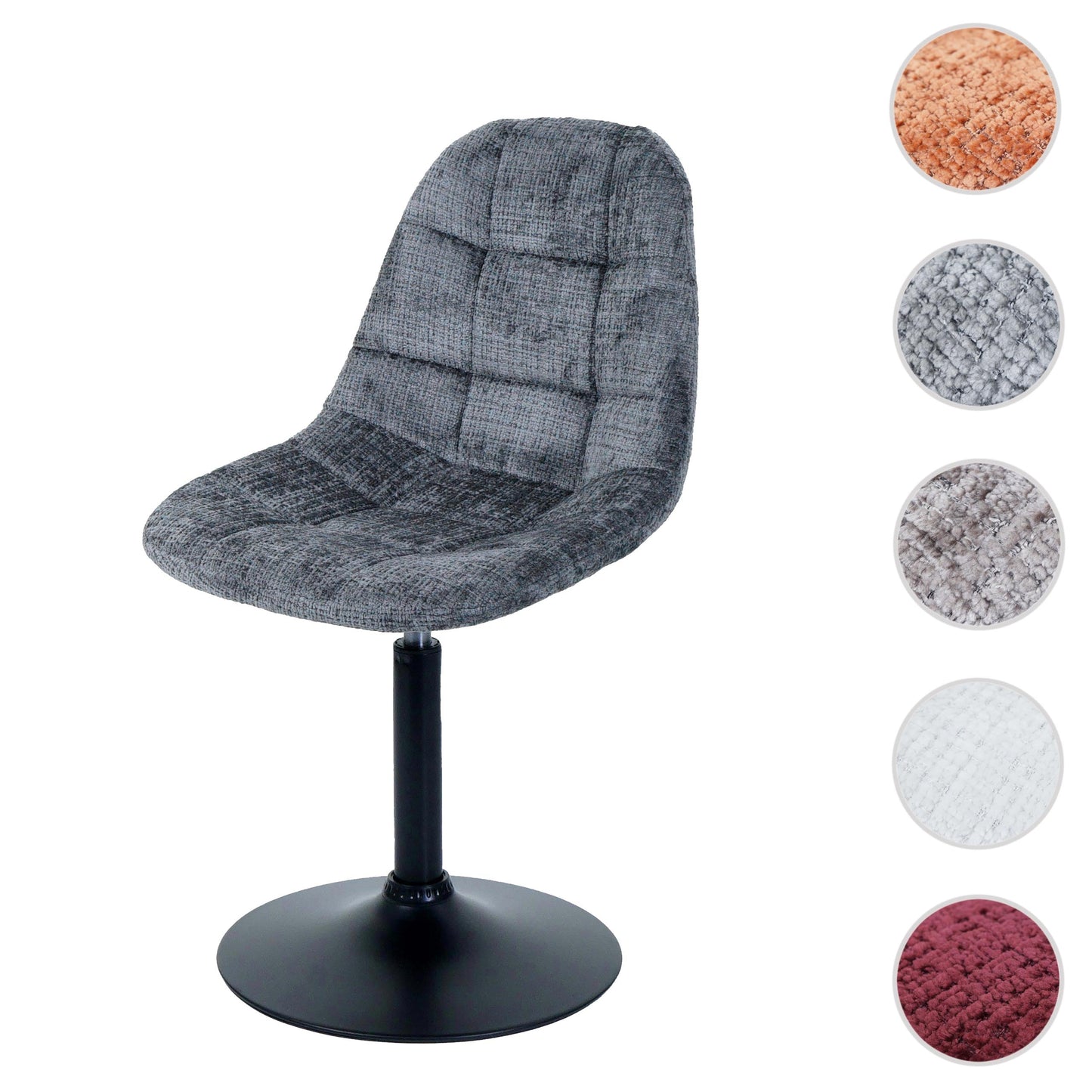 Cosmo Casa - Eetkamerstoel - Keukenstoel - Draaistoel - Staal - Stoftextiel Chenille - 465gm - FSC - Donkergrijs