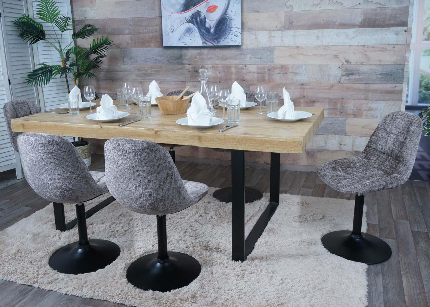 Cosmo Casa - Eetkamerstoel - Keukenstoel - Draaistoel - Staal - Stoftextiel Chenille - 465gm - FSC - Bruin