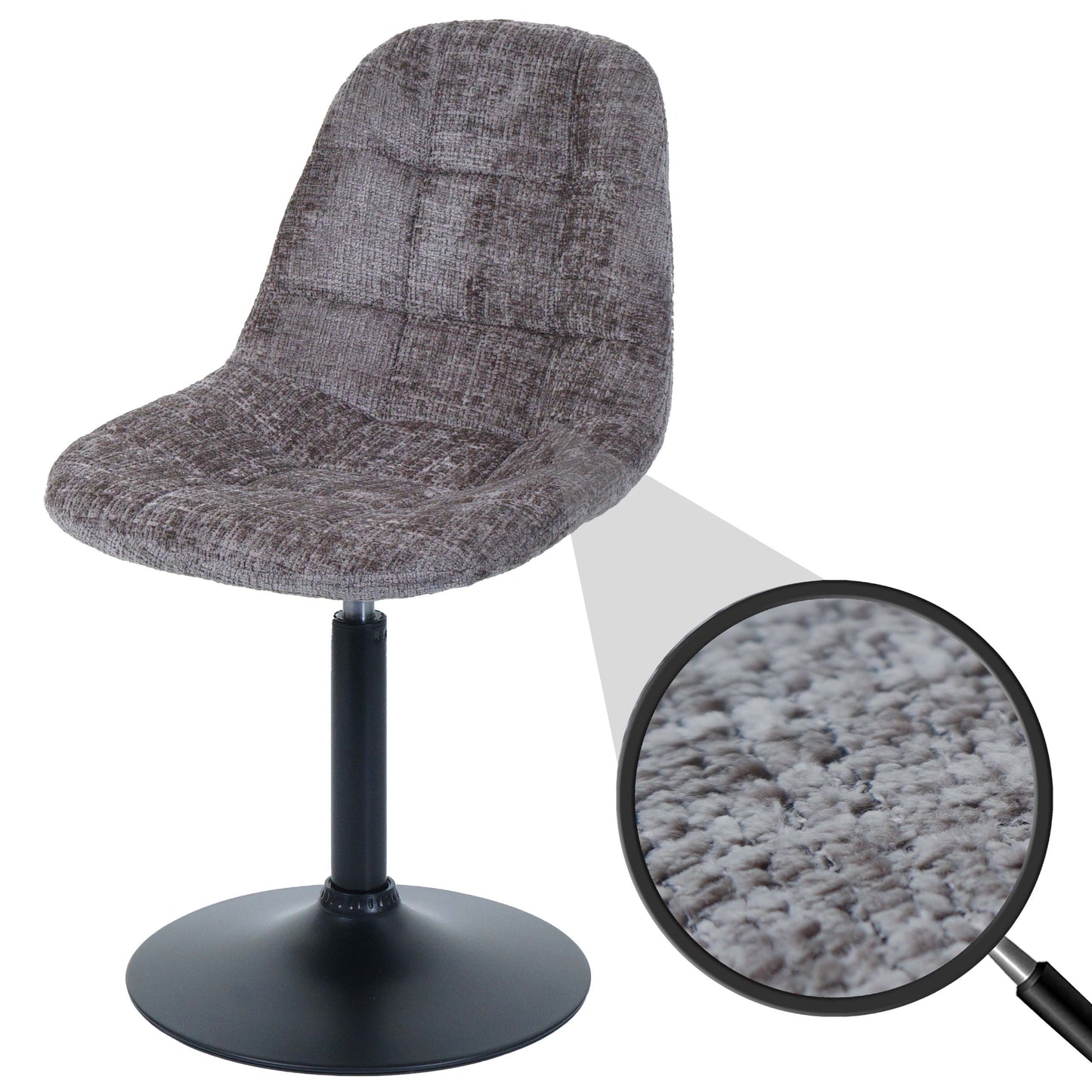 Cosmo Casa - Eetkamerstoel - Keukenstoel - Draaistoel - Staal - Stoftextiel Chenille - 465gm - FSC - Bruin