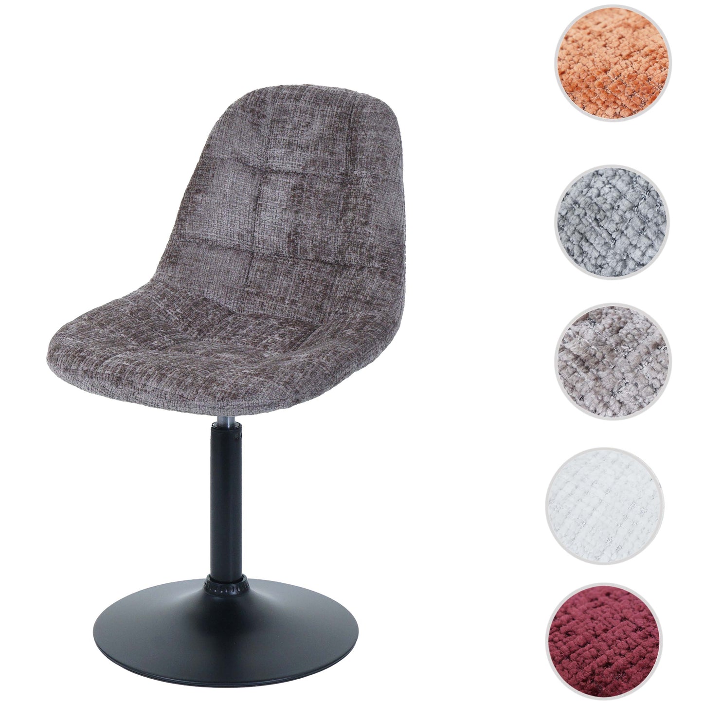 Cosmo Casa - Eetkamerstoel - Keukenstoel - Draaistoel - Staal - Stoftextiel Chenille - 465gm - FSC - Bruin