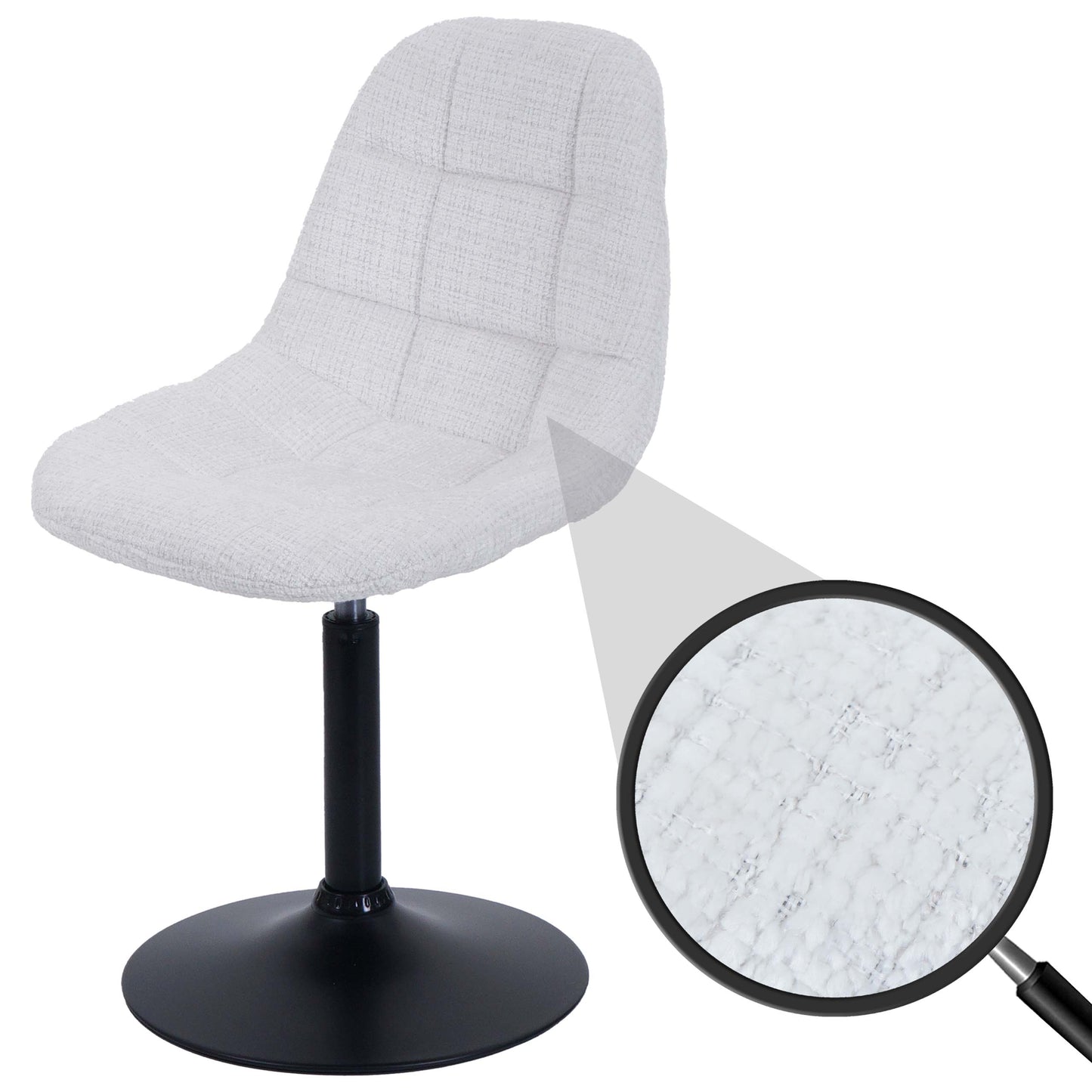 Cosmo Casa - Eetkamerstoel - Keukenstoel - Draaistoel - Staal - Stoftextiel Chenille - 465gm - FSC - Crème