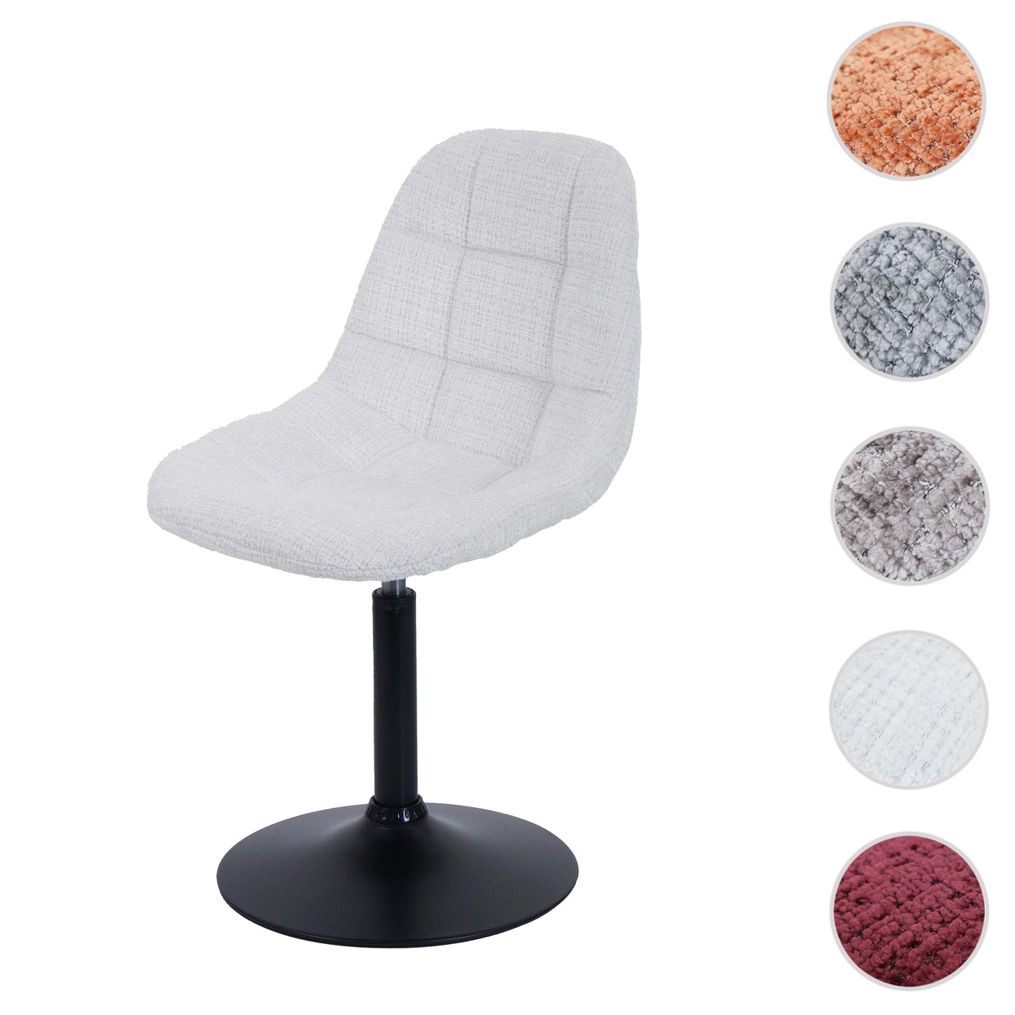 Cosmo Casa - Eetkamerstoel - Keukenstoel - Draaistoel - Staal - Stoftextiel Chenille - 465gm - FSC - Crème