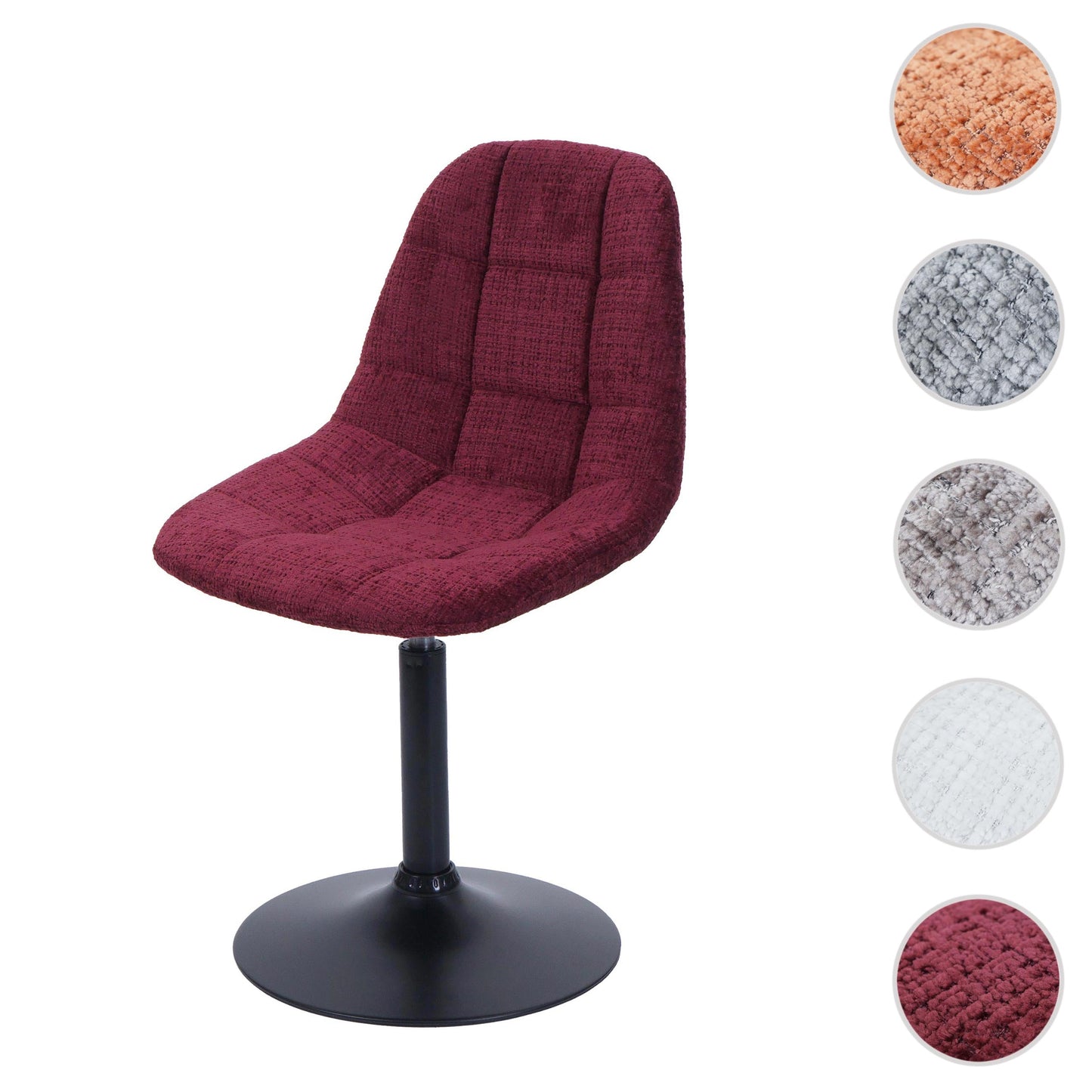 Cosmo Casa - Eetkamerstoel - Keukenstoel - Draaistoel - Staal - Stoftextiel Chenille - 465gm - FSC - Bordeaux