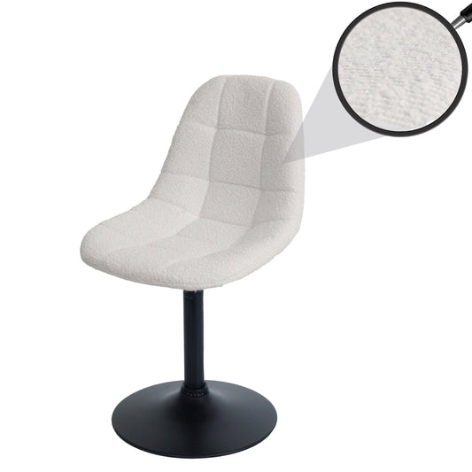 Cosmo Casa - Eetkamerstoel - Keukenstoel - Draaistoel - Staal - Stoftextiel Bouclé - 450gm - FSC - Crème