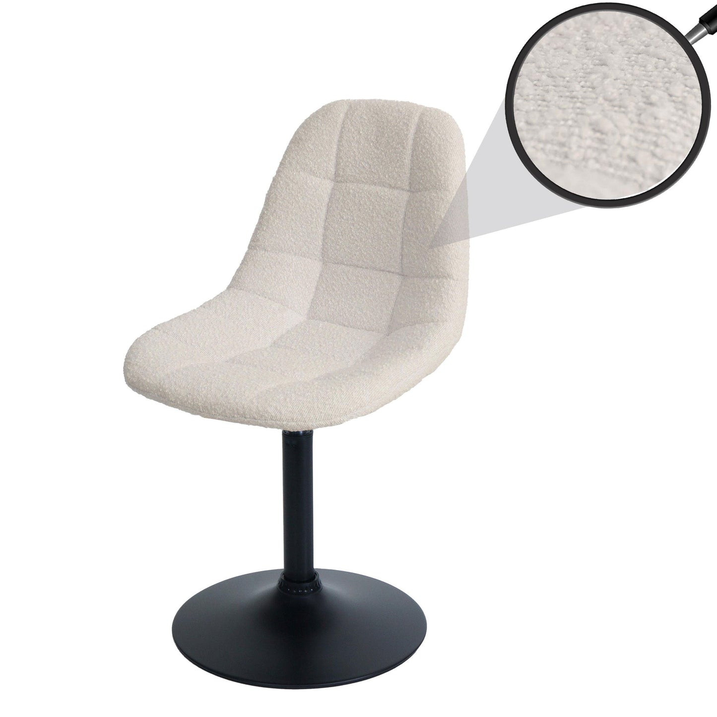 Cosmo Casa - Eetkamerstoel - Keukenstoel - Draaistoel - Staal - Stoftextiel Bouclé - 450gm - FSC - Beige