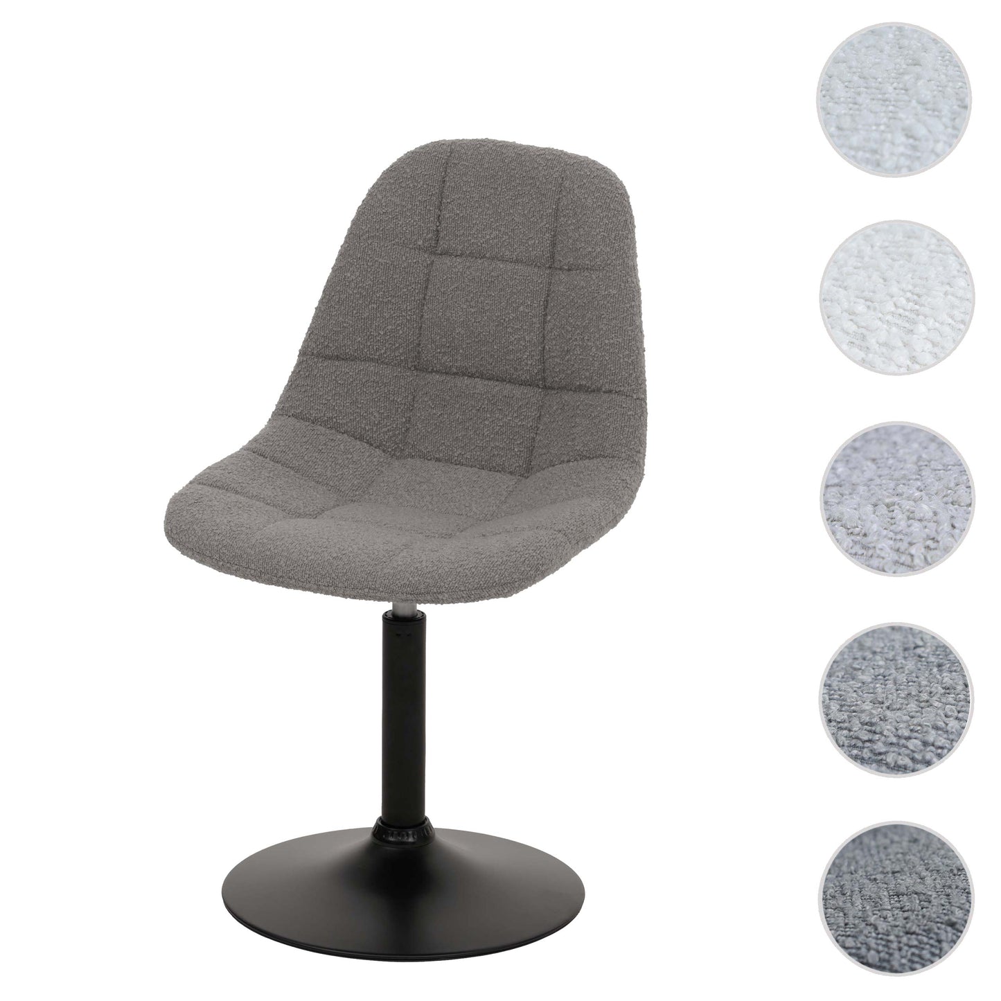Cosmo Casa - Eetkamerstoel - Keukenstoel - Draaistoel - Staal - Stoftextiel Bouclé - 450gm - FSC - Grijs