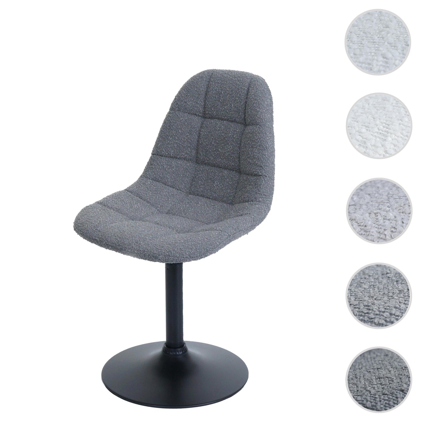 Cosmo Casa - Eetkamerstoel - Keukenstoel - Draaistoel - Staal - Stoftextiel Bouclé - 450gm - FSC - Donkergrijs