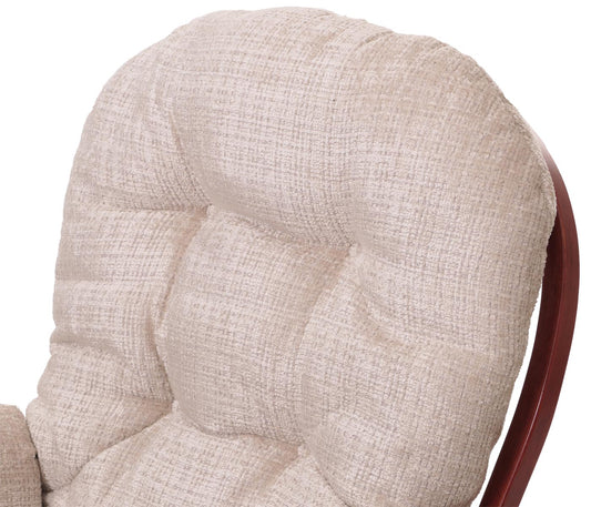 Cosmo Casa - Relaxstoel met Kruk - Schommelstoel - Chenille Stof - Crème - Donker Frame