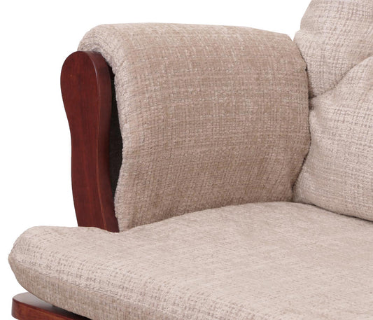 Cosmo Casa - Relaxstoel met Kruk - Schommelstoel - Chenille Stof - Crème - Donker Frame