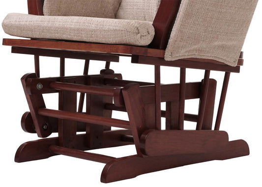 Cosmo Casa - Relaxstoel met Kruk - Schommelstoel - Chenille Stof - Crème - Donker Frame