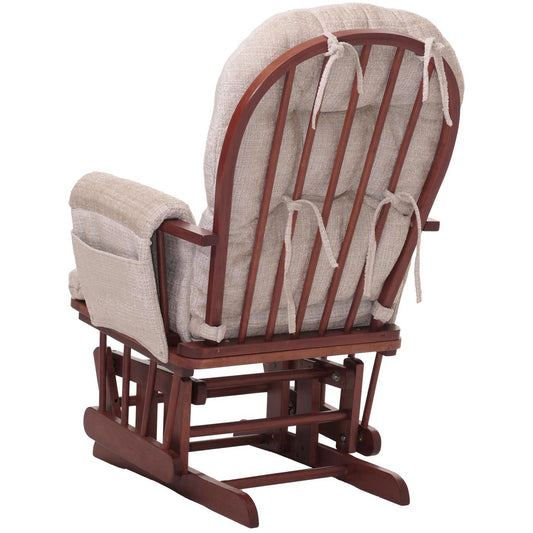 Cosmo Casa - Relaxstoel met Kruk - Schommelstoel - Chenille Stof - Crème - Donker Frame