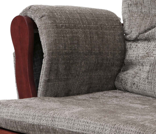 Cosmo Casa - Relaxstoel met Kruk - Schommelstoel - Chenille Stof - Lichtgrijs - Donker Frame