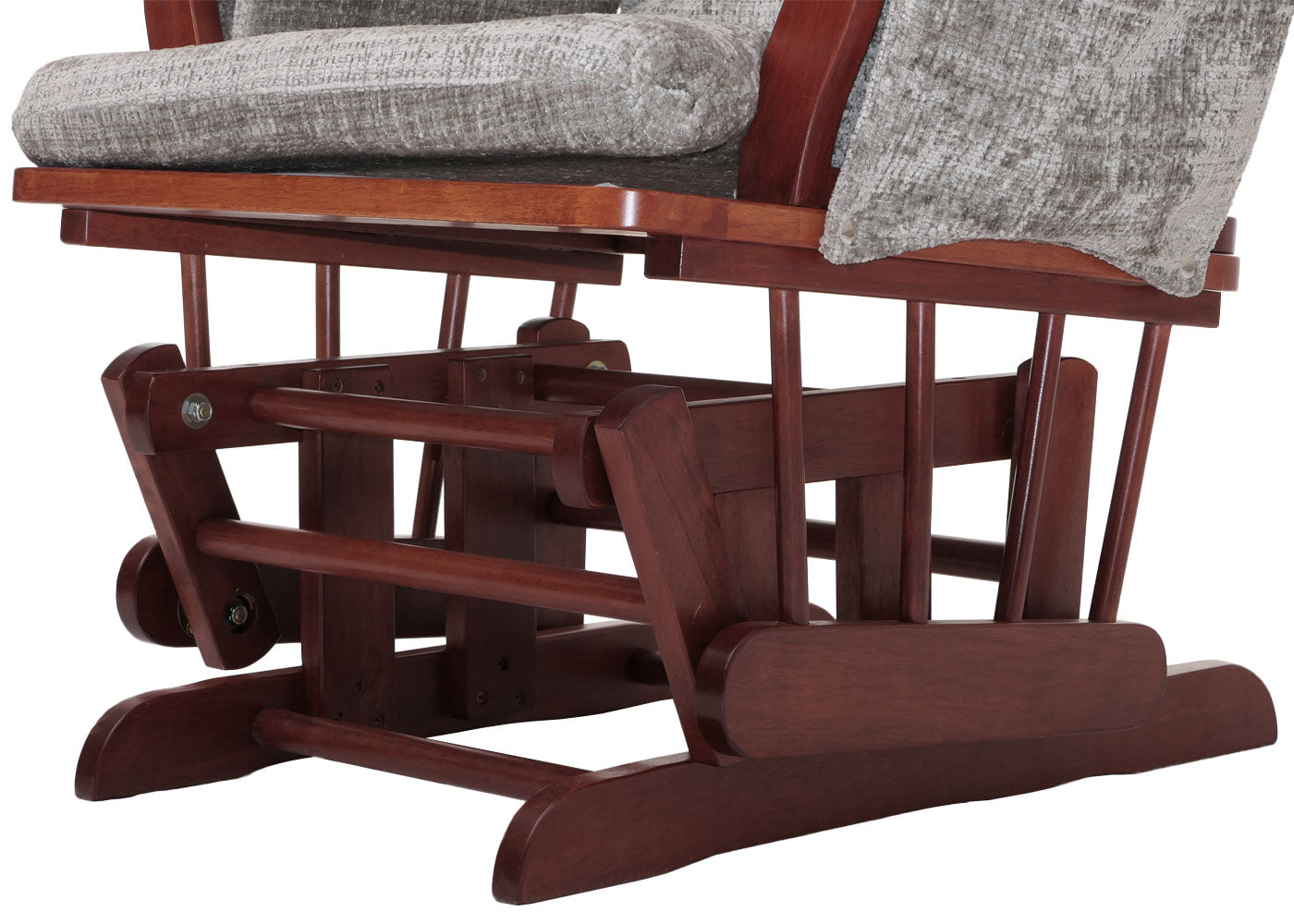 Cosmo Casa - Relaxstoel met Kruk - Schommelstoel - Chenille Stof - Lichtgrijs - Donker Frame