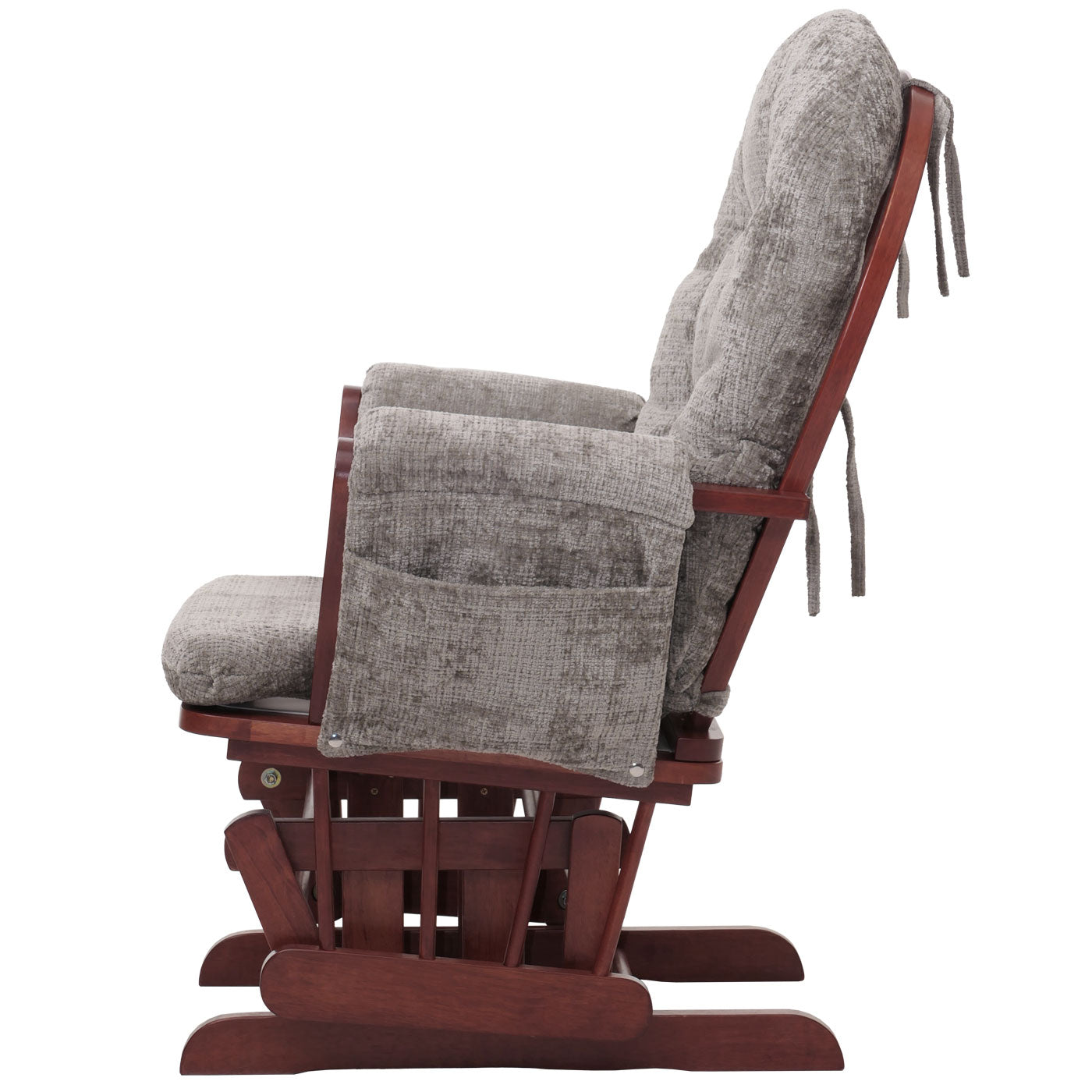 Cosmo Casa - Relaxstoel met Kruk - Schommelstoel - Chenille Stof - Lichtgrijs - Donker Frame